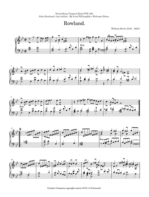 Rowland – William Byrd - FVB 160 - (John Dowland)