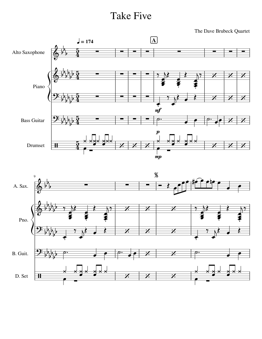 Take Five The Dave Brubeck Quartet Take_Five Sheet music for Piano