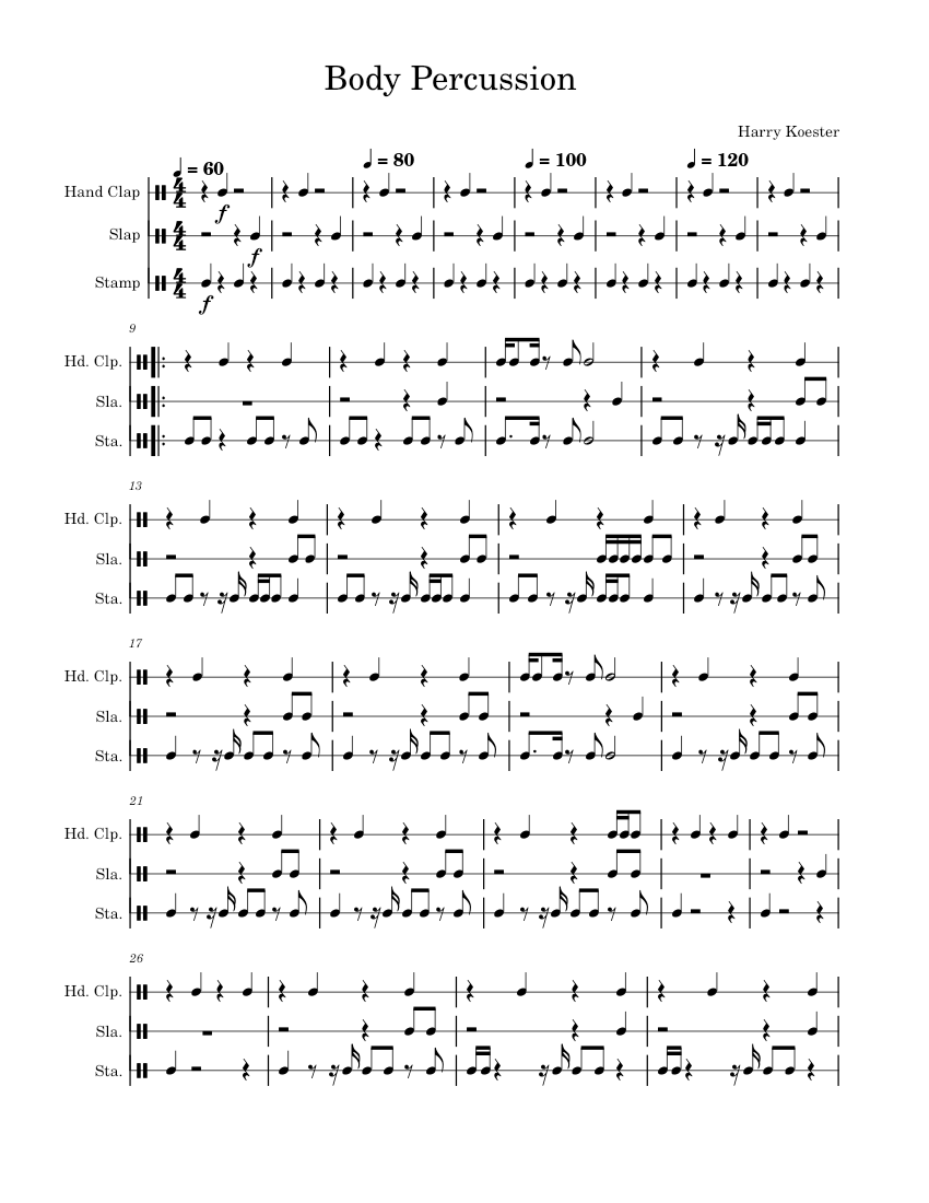 Body Percussion Sheet Music
