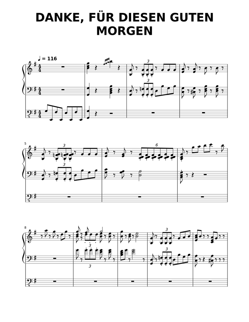 Danke, für diesen guten Morgen Sheet music for Organ (Solo) | Musescore.com