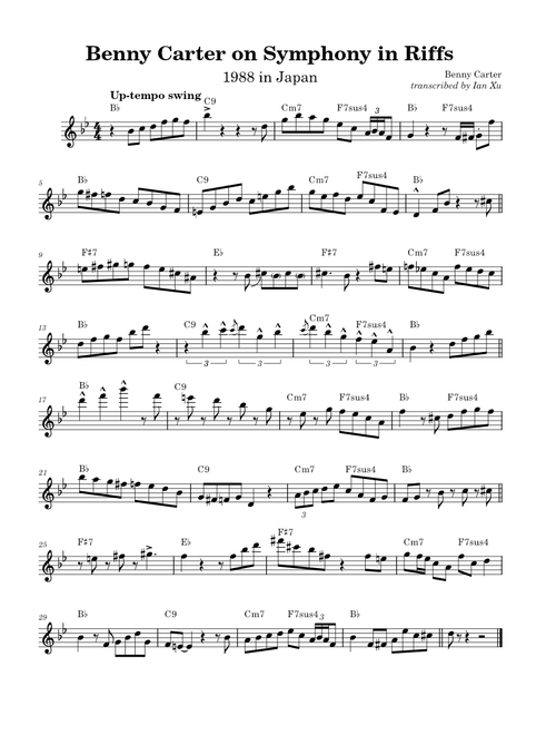 Benny Carter on Symphony in Riffs