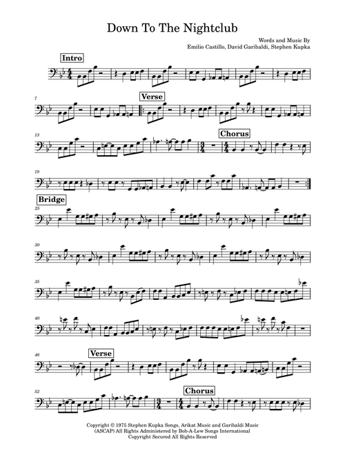 Down To The Nightclub (Arr. Marcus Gram Jacobsen) - Tower Of Power (Bass Guitar (without TAB))