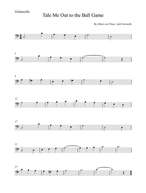 Take Me Out To The Ball Game (Arr. Alex Nunes Rodrigues) - Albert von Tilzer, Jack Norworth (Cello Solo)