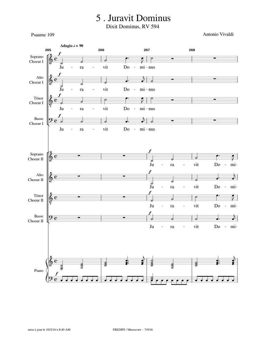Vivaldi Dixit DominusRV 594 05 Juravit Dominus Sheet music for