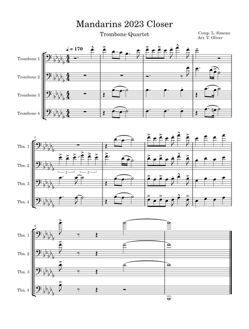 Mandarins 2023 Closer Trombone Quartet
