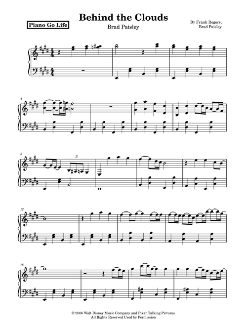 Behind The Clouds (Arr. Piano Go Life) - Brad Paisley (Piano Solo)