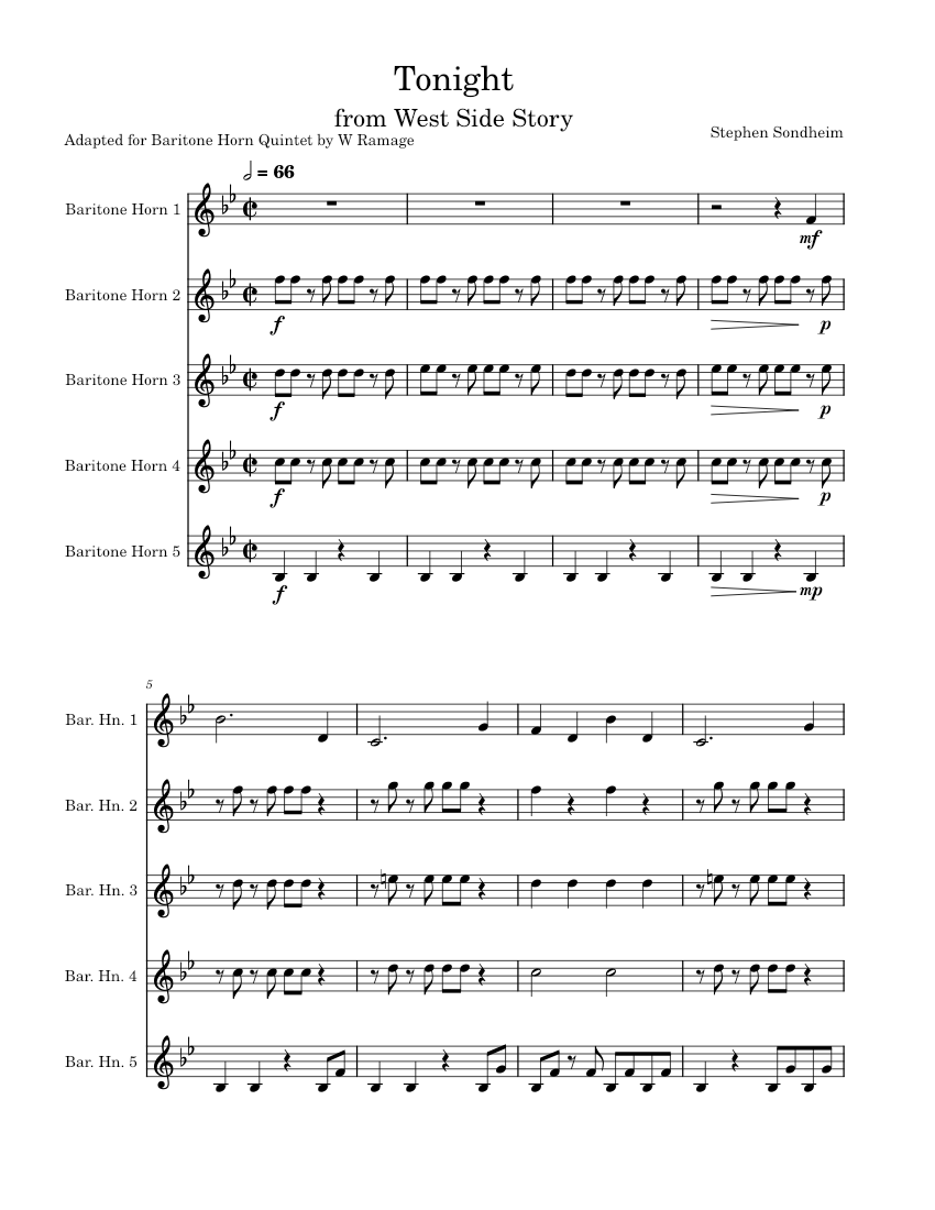 Tonight from West Side Story – Stephen Sondheim Sheet music for ...