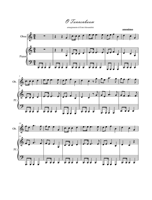 O Tannenbaum. Oboe e piano (Arr. Ester Alessandrini) - Anonimo (Oboe and Piano)