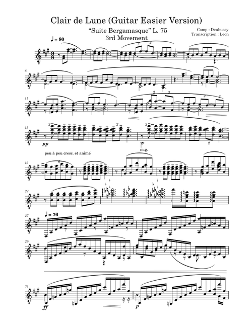 Clair de Lune (Guitar)