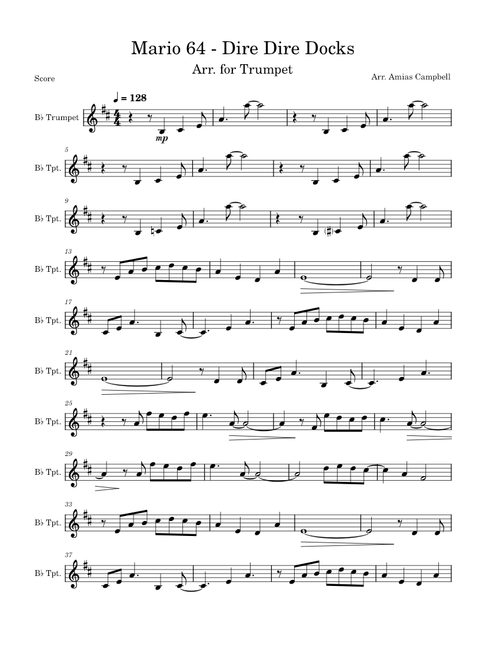 Dire, Dire Docks, Arr. for Trumpet