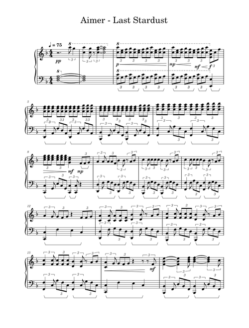 Fate stay night - last stardust – Aimer Last StarDust - Aimer (piano solo) Free sheets - tutorial