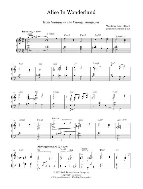 Alice In Wonderland - Gigi Gryce (as performed by bill Evans) (Piano Solo)