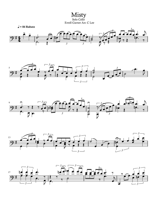 Misty (Arr. C Lee) - Erroll Louis Garner (Cello Solo)