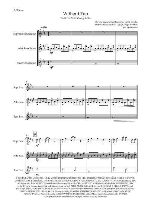 Without You (Arr. Fabio Britto) - David Guetta Featuring Usher (Woodwind Ensemble)
