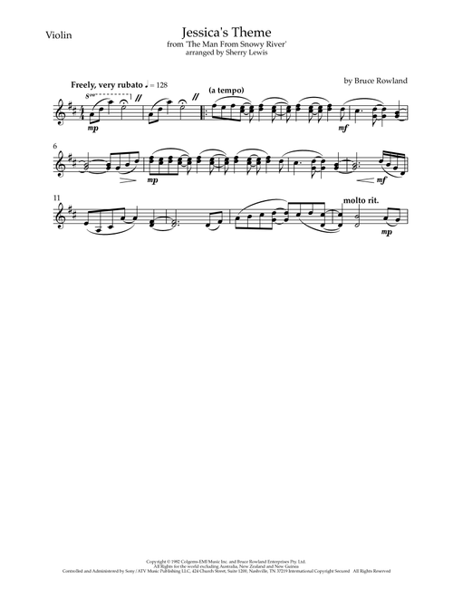 Jessica's Theme (breaking In The Colt) (Arr. Sherry Lewis) - Bruce Rowland (Violin Solo)