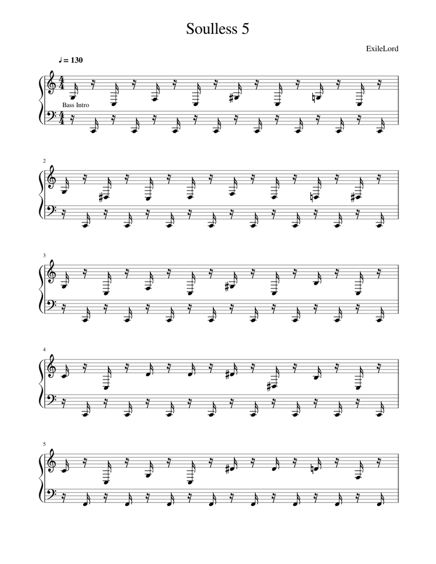 Soulless 5 Sheet Music for Piano (Solo) | MuseScore.com