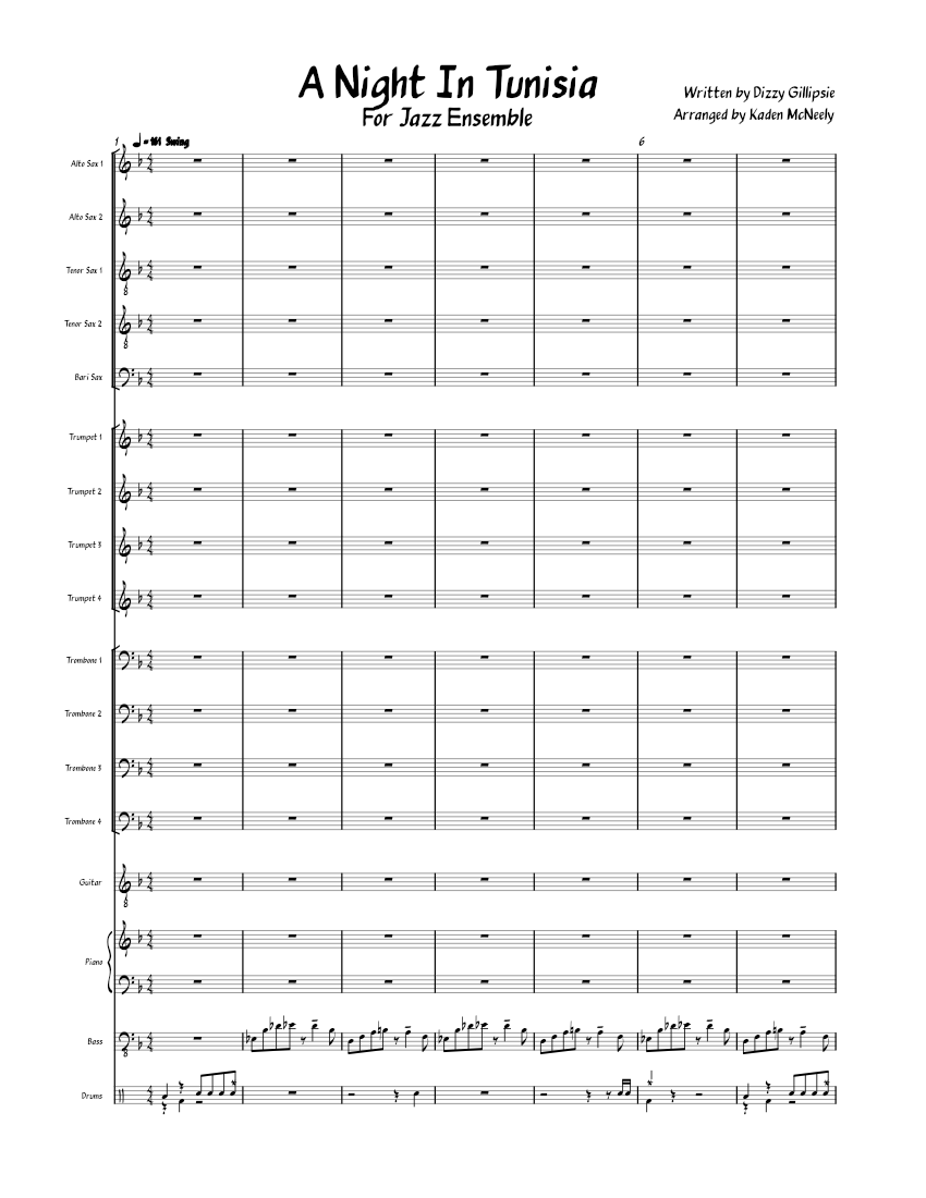 A Night In Tunisia Sheet music for Piano, Trombone, Saxophone alto