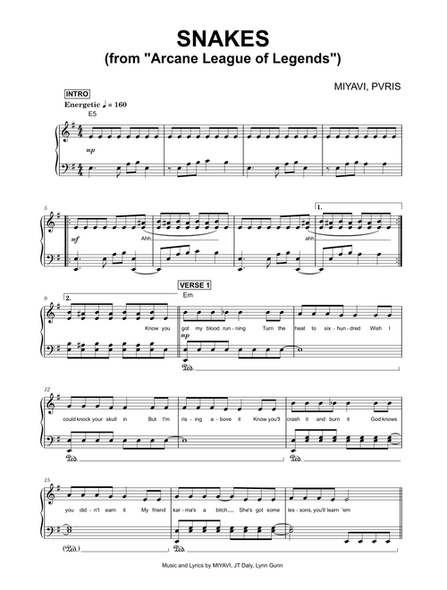 Snakes (from Arcane League of Legends) - MIYAVI, PVRIS (Piano)