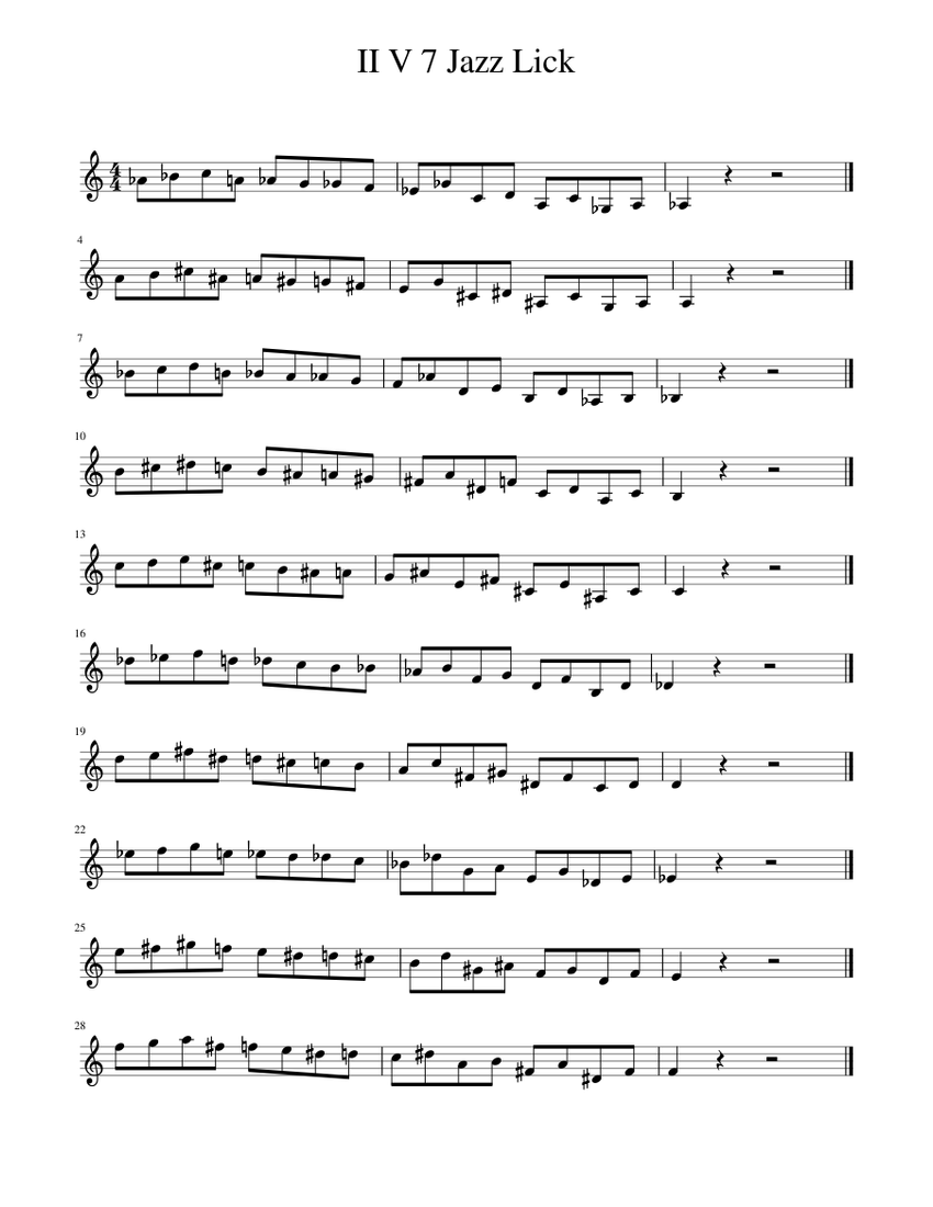II V 7 Jazz Lick Sheet music for Trumpet in b flat Solo Musescore