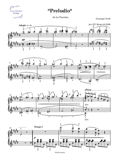 Prelude from La Traviata (Arr. Francesco Paolo Musto) - Giuseppe Verdi (Piano Solo)
