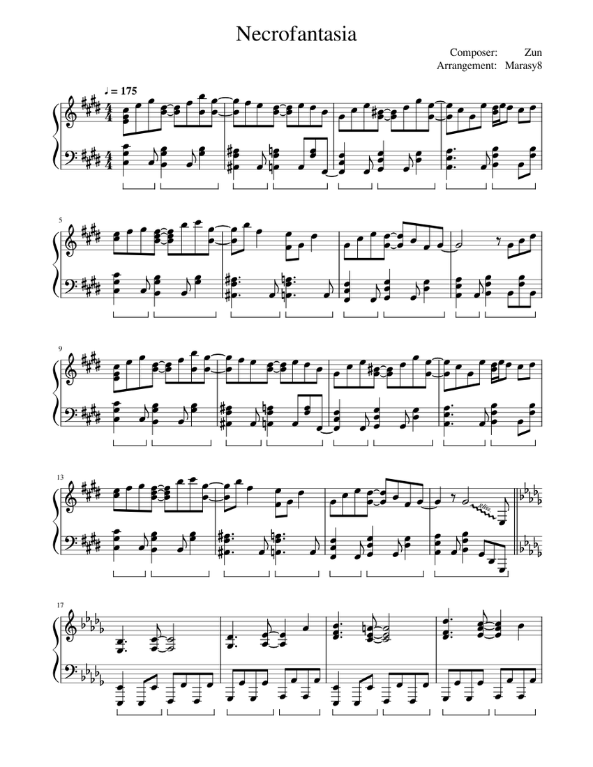 吹奏楽譜セット Southern Music リゴレットファンタジア Necrofantasia Sheet Music for Piano (Solo) | MuseScore.com