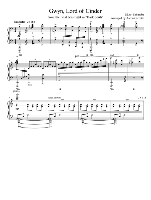 Gwyn, Lord of Cinder - piano solo