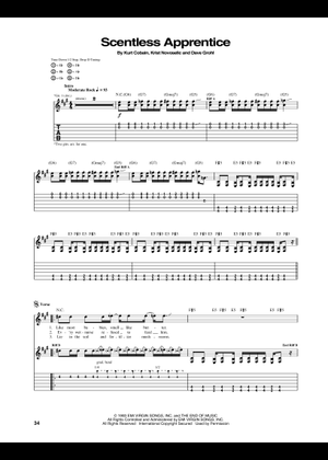 Play Official version of Scentless apprentice Sheet Music by Nirvana ...