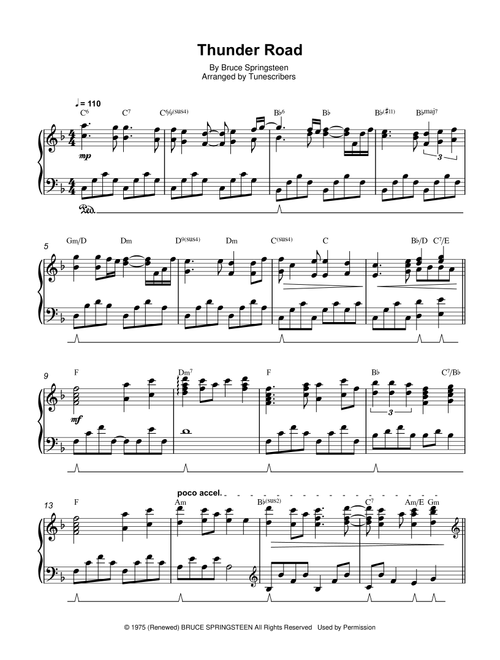 Thunder Road (Arr. Tunescribers) - Bruce Springsteen (Piano Solo)