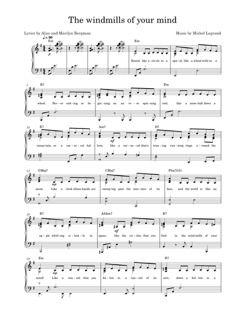 The windmills of your mind – Michel Legrand