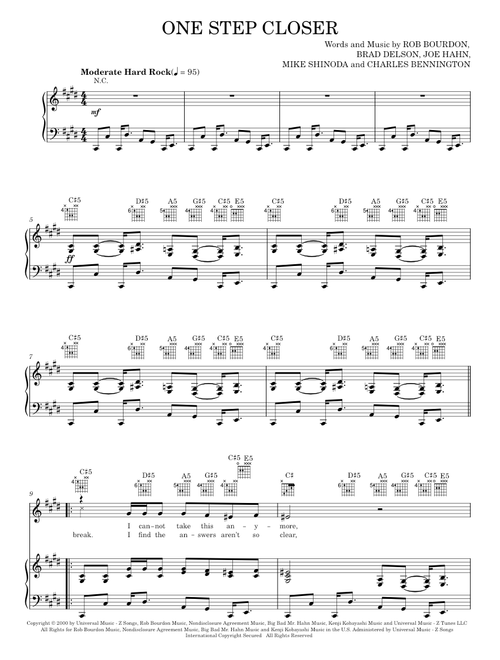 One step closer - Linkin Park (Piano-Vocal-Guitar)