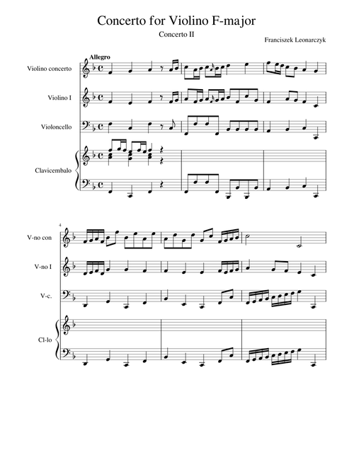 Concerto for violin F-dur