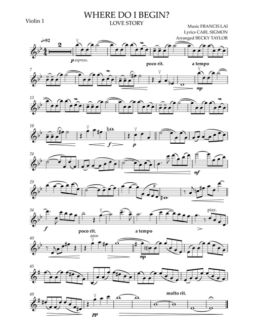 Where Do I Begin (love Theme) (Arr. Becky Taylor) - Andy Williams (String Quartet)