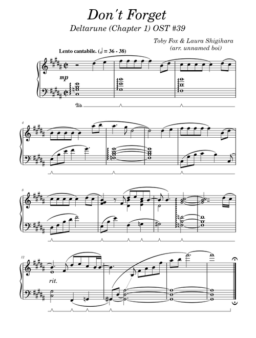 Deltarune (Chapter 1) OST | Laura Shigihara - Don't Forget | Piano solo