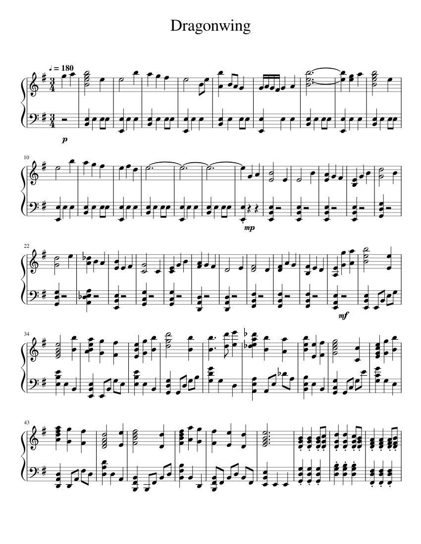 Two Steps From Hell - Dragonwing (Piano) Sheet Music for Piano