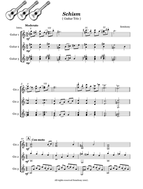Schism - Guitar Trio - Semitony (Solo Guitar)