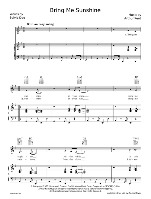 Bring me Sunshine - Arthur Kent and Sylvia Dee