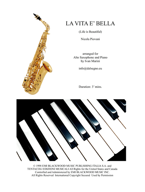 Life Is Beautiful (la Vita E Bella) (Arr. Ivan Marini) - Nicola Piovani (Alto Sax and Piano)