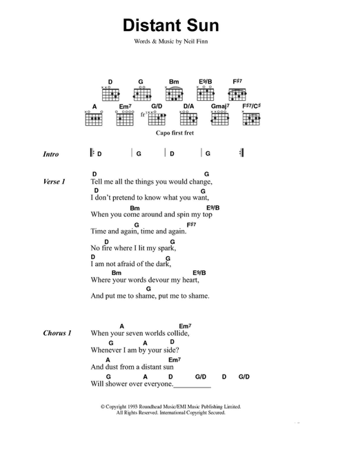 Distant Sun - Crowded House (Guitar Chords-Lyrics)