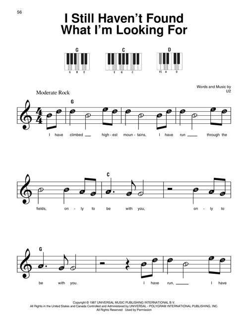 I Still Haven't Found What I'm Looking For - U2 (Super Easy Piano)
