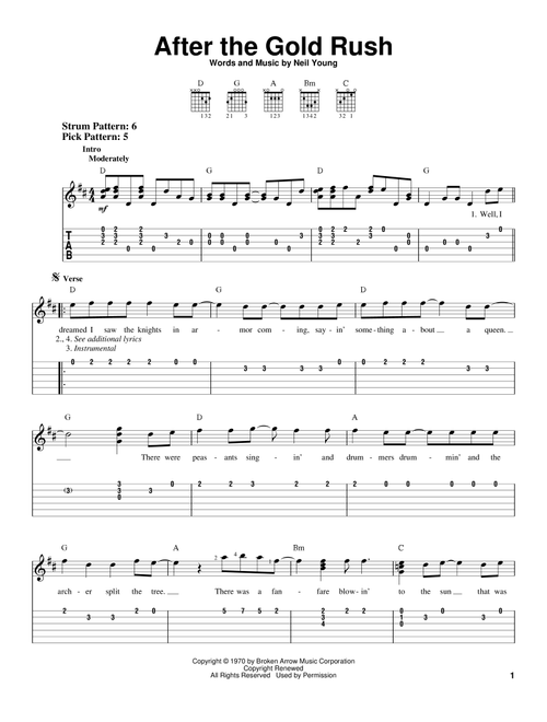 After The Gold Rush - Neil Young (Easy Guitar with TAB)