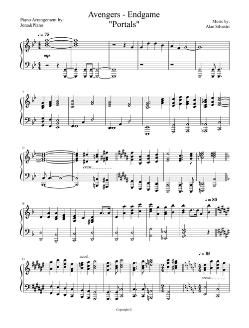 Avengers Endgame- Portals (Piano Arrangement)