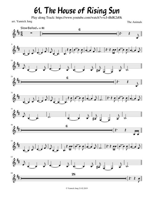 The House of Rising Sun - Trumpet Solo with Play along Track