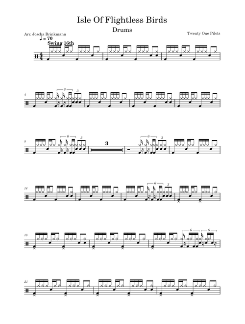 Isle of flightless birds – Twenty One Pilots - Drums