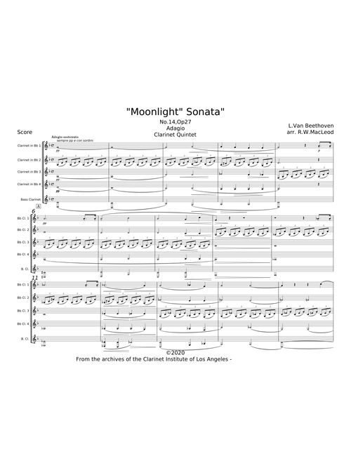 Sonata No 14, op. 27, No.2 (Moonlight Sonata) - Ludwig van Beethoven