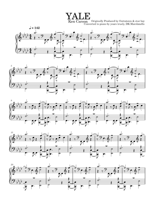 YALE – Ken Carson YALE | Ken Carson | Converted to piano by DK Marshmello