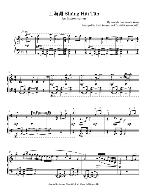 Shang Hai Tan (Arr. Hadi Sumoro) - Joseph Koo, James Wong (Piano Solo)