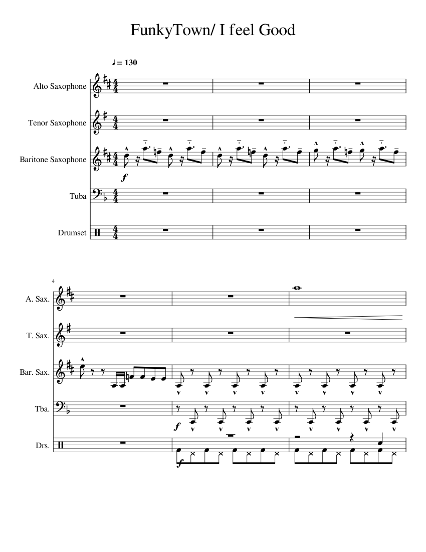 FunkyTownI Feel Good- Lucky Chops Sheet music for Tuba, Saxophone alto ...