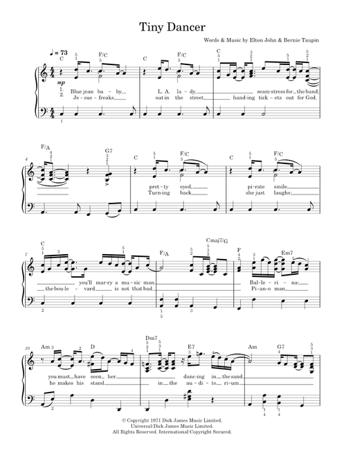 Tiny Dancer - Elton John (Piano Vocal)