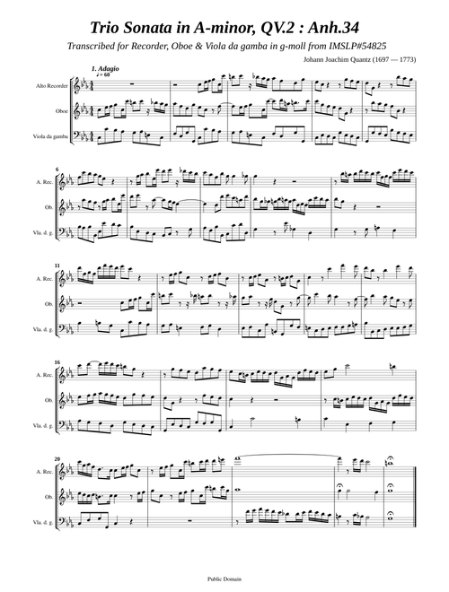 Quantz, J.J. _ Trio Sonata in A-minor, QV.2 Anh.34 [Rec, Ob, Viol]