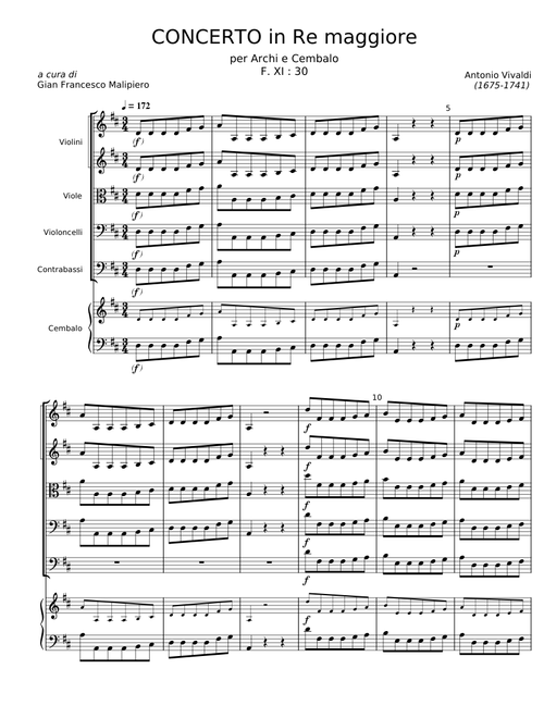 Concerto for Strings in D major, RV 121 - Antonio Vivaldi
